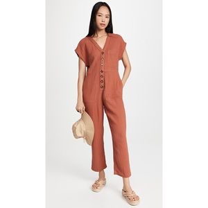 Madewell Button Front Jumpsuit In Gauze